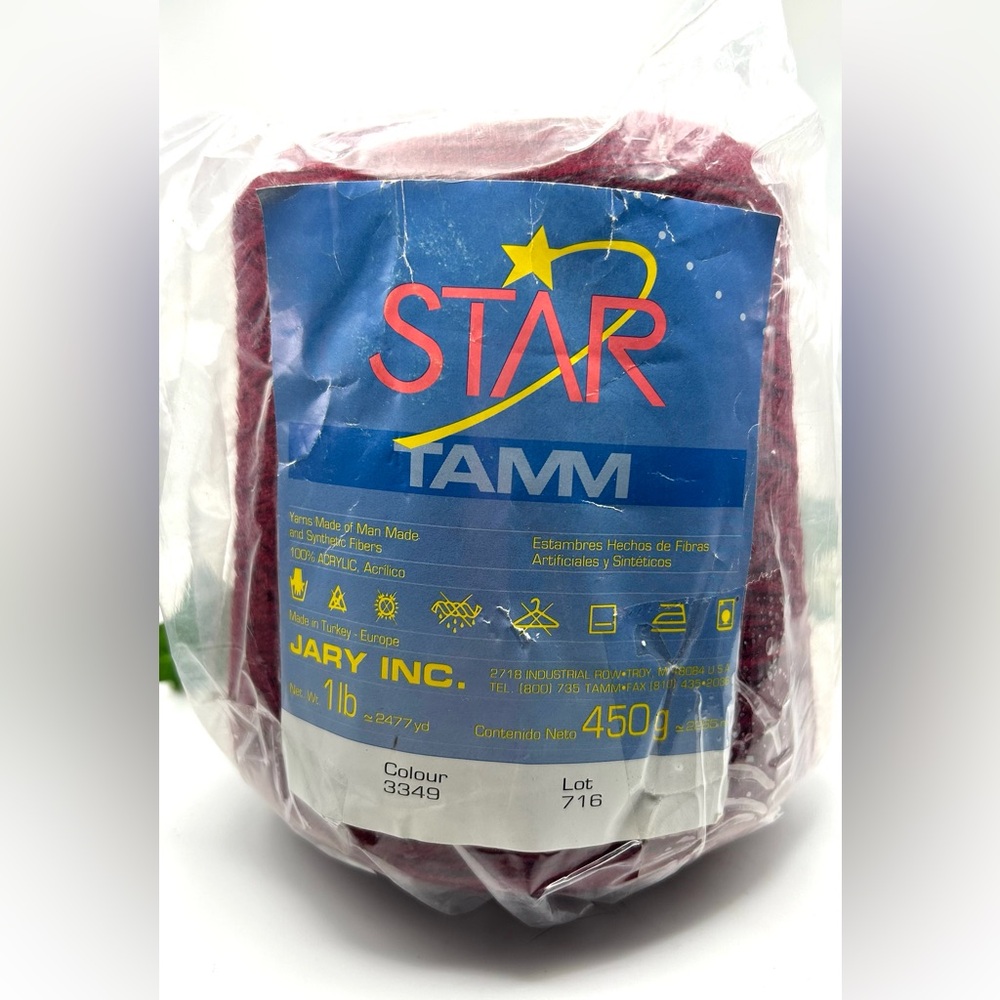 Star Tamm Cone Red Knitting Yarn Machine or Hand NIB 1 Lb 2477 yards